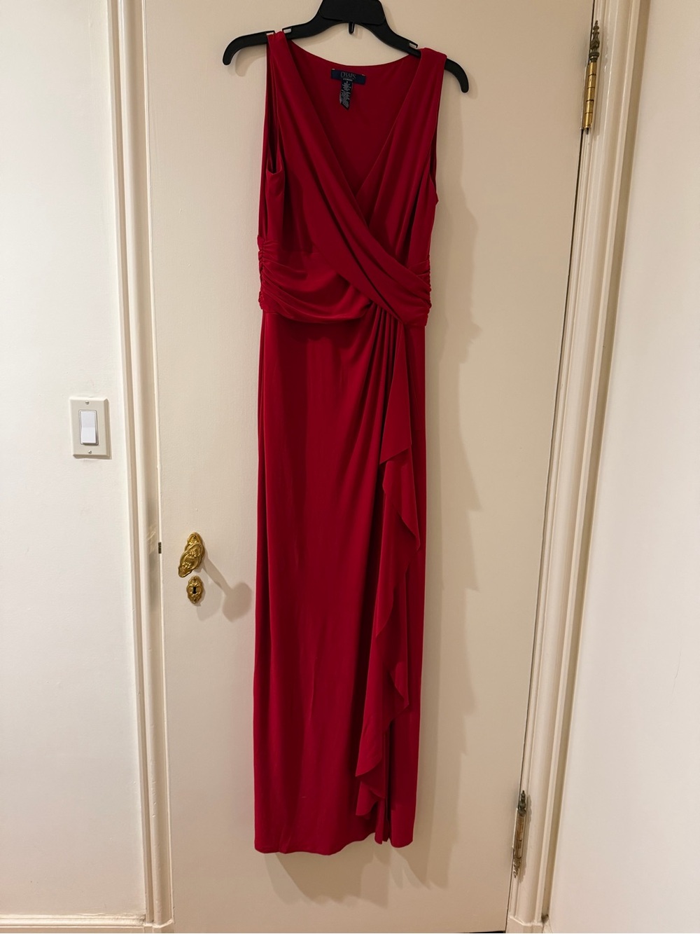 Chaps evening burgundy Sleeveless Draped Evening Gown -size 8